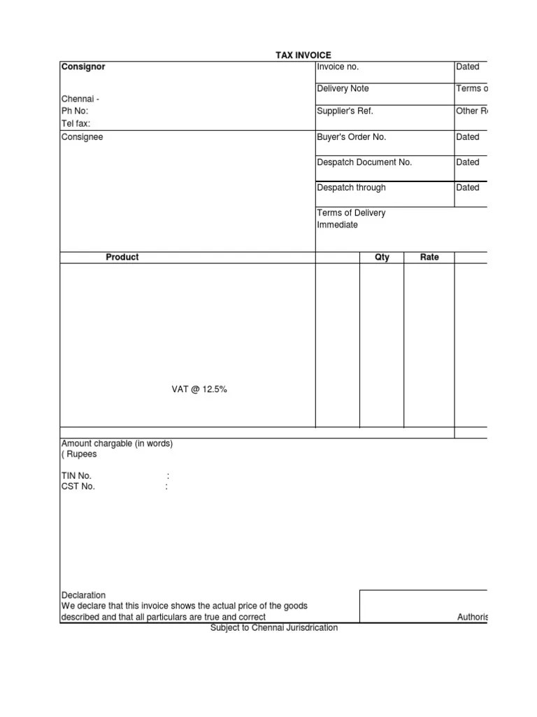 Tally Invoice Format PDF