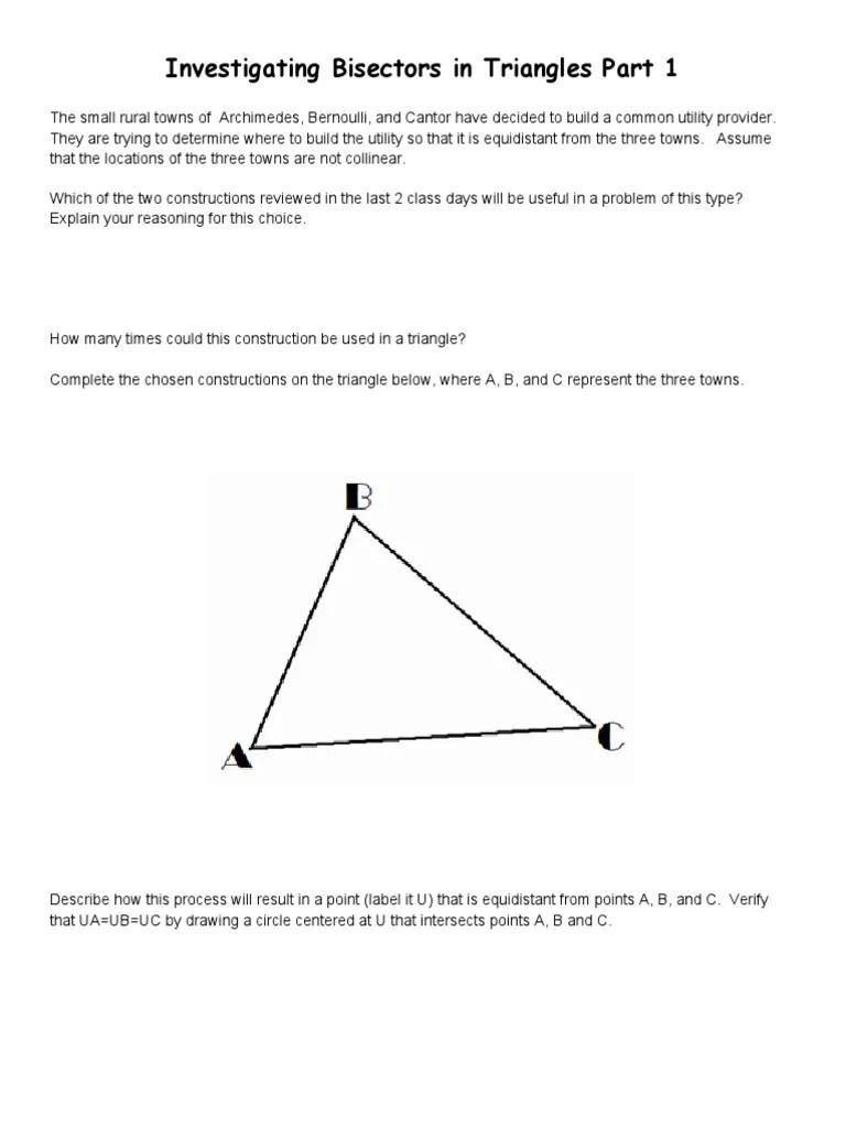 Perpendicular Bisectors of a Triangle Investigation Perpendicular