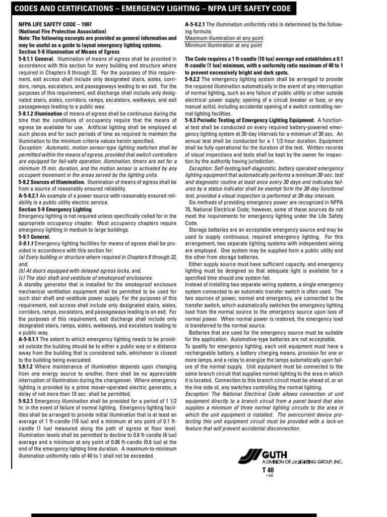 Emergency Lighting Requirements and Testing Procedures According to the