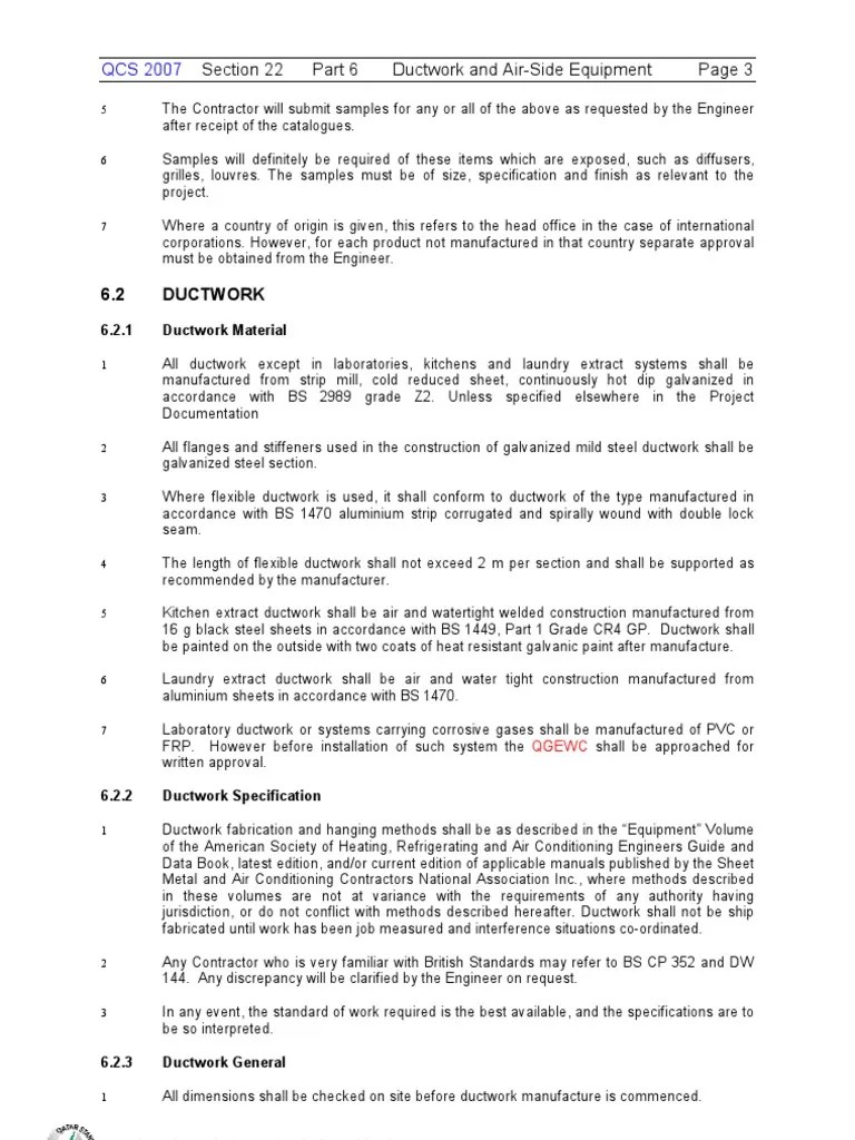 ductwork requirements Duct (Flow) Sheet Metal