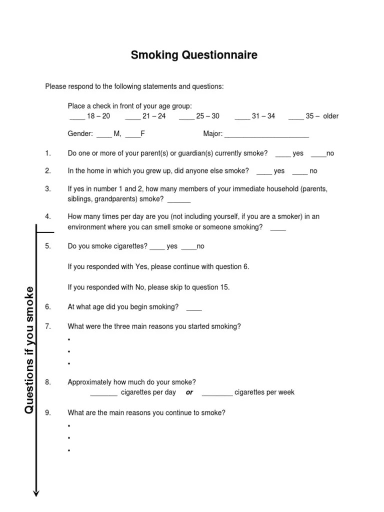 Smoking Questionnaire