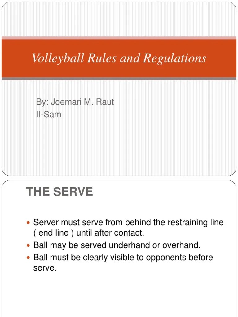 Volleyball Rules and Regulations.pptx Volleyball Hobbies