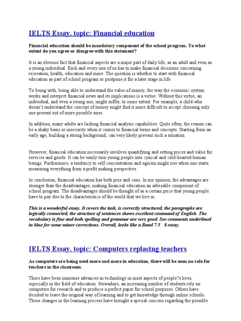 😂 Financial education in schools essay. Essay No. 2 Education and