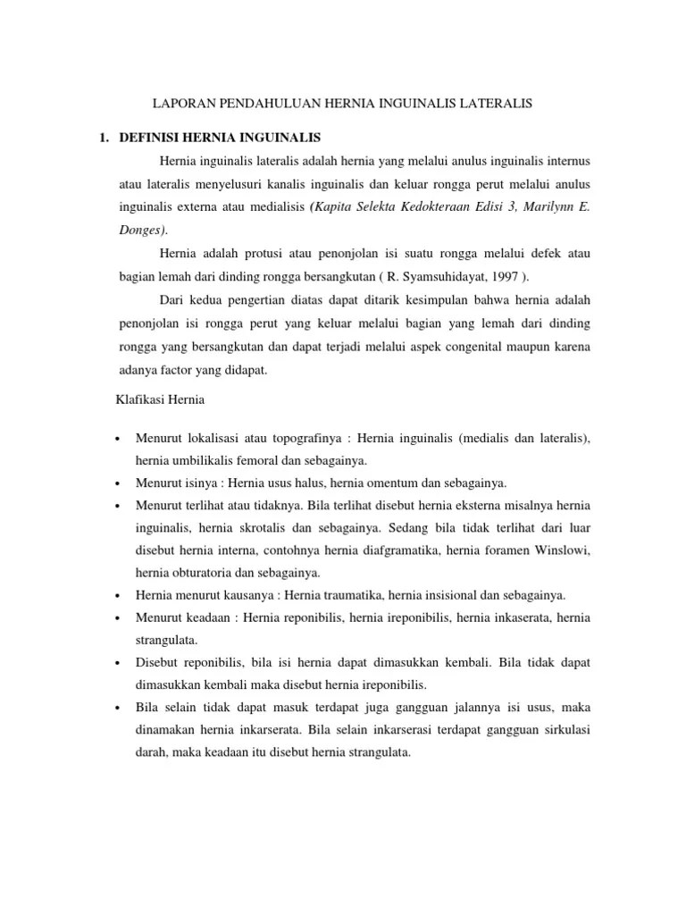 Laporan Pendahuluan Hernia Inguinalis Lateralis