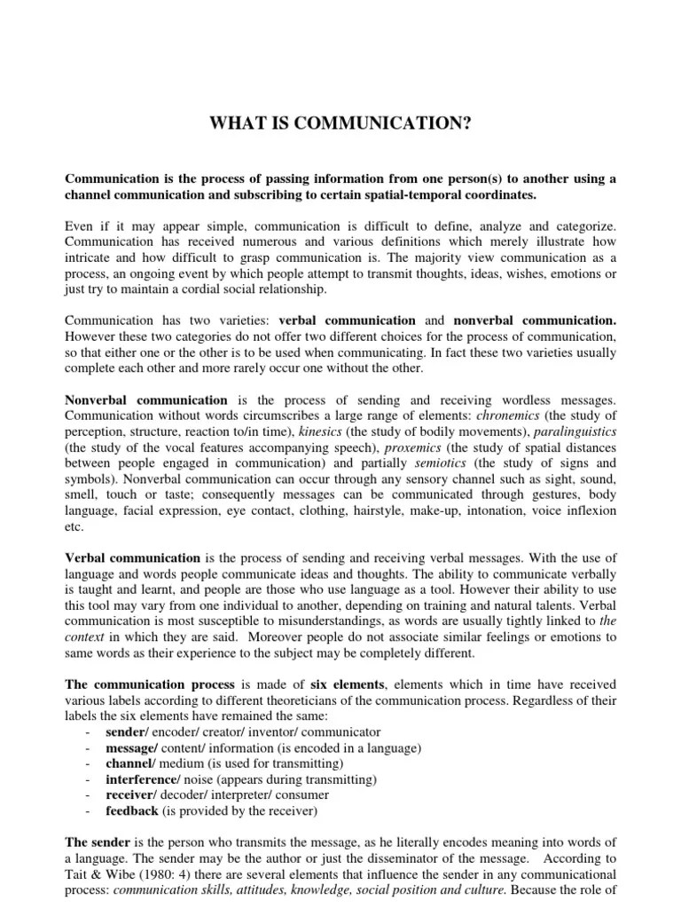 What Is Communication PDF Nonverbal Communication Communication