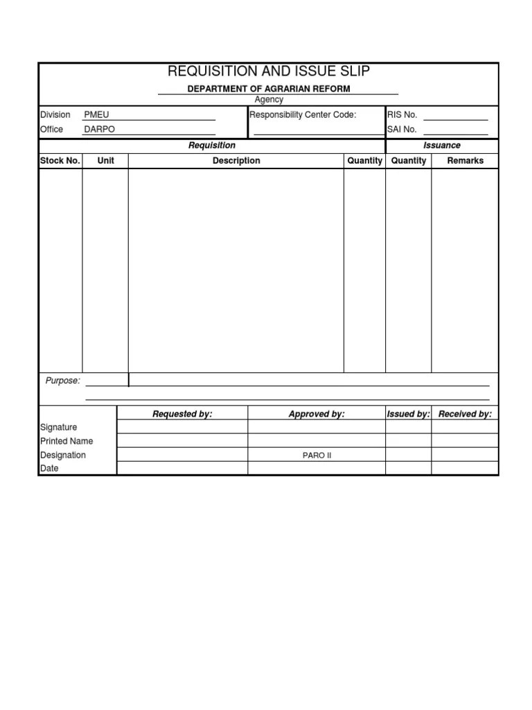 REQUISITION AND ISSUANCE SLIP