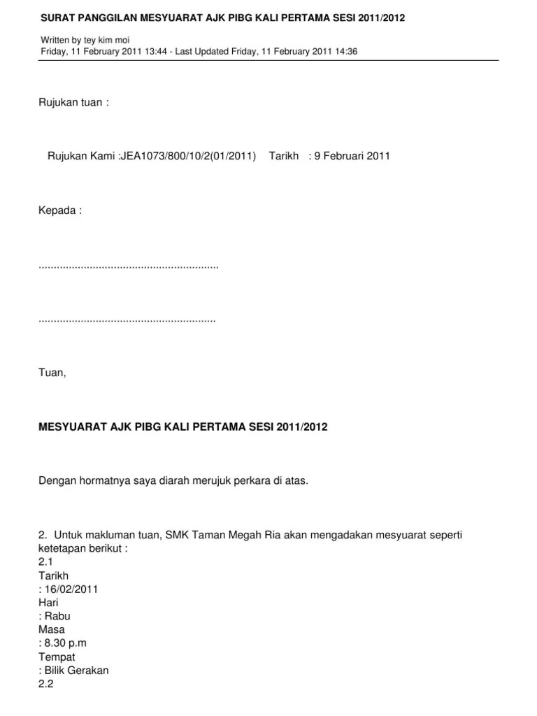 Contoh Surat Jemputan Mesyuarat Krt Butuh surat keterangan kerja