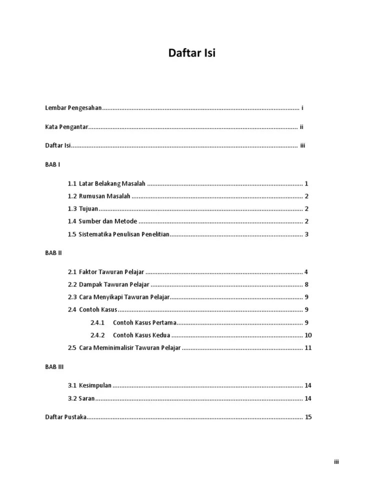 18 Contoh Daftar Isi Makalah Pkn