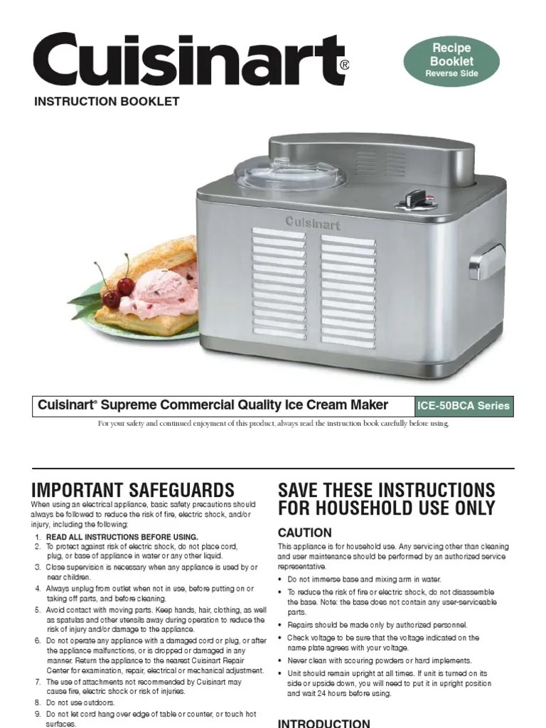Cuisinart Ice Cream Maker Instructional Booklet | Ice Cream | Desserts