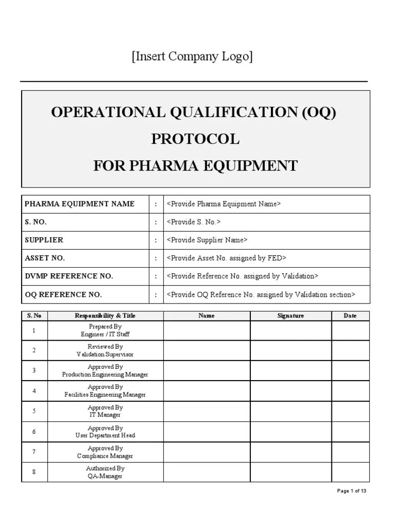 OQ Format Verification And Validation Engineering