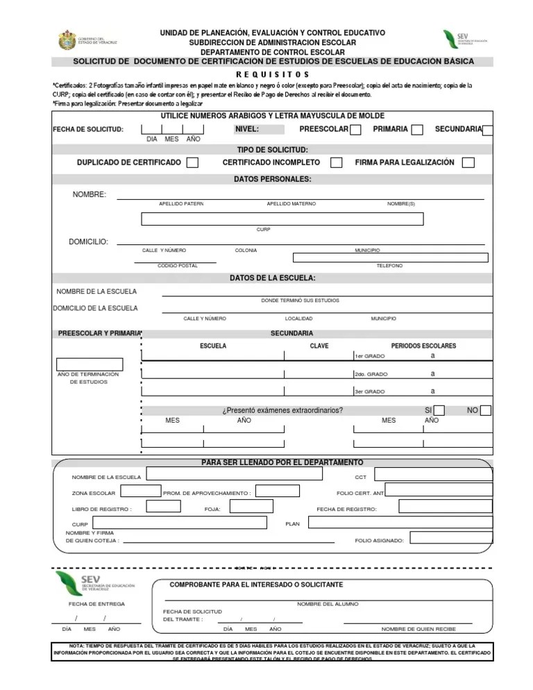 FORMATO PARA SOLICITAR DUPLICADOS DE CERTIFICADOS DE