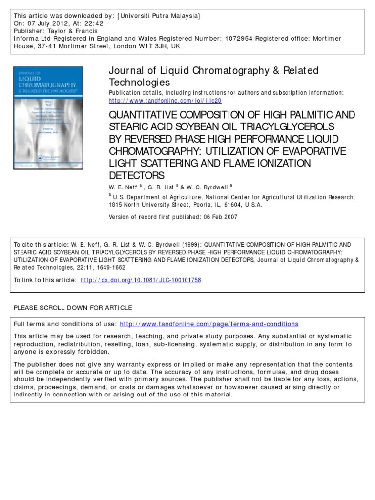 Journal of Liquid Chromatography & Related High Performance Liquid
