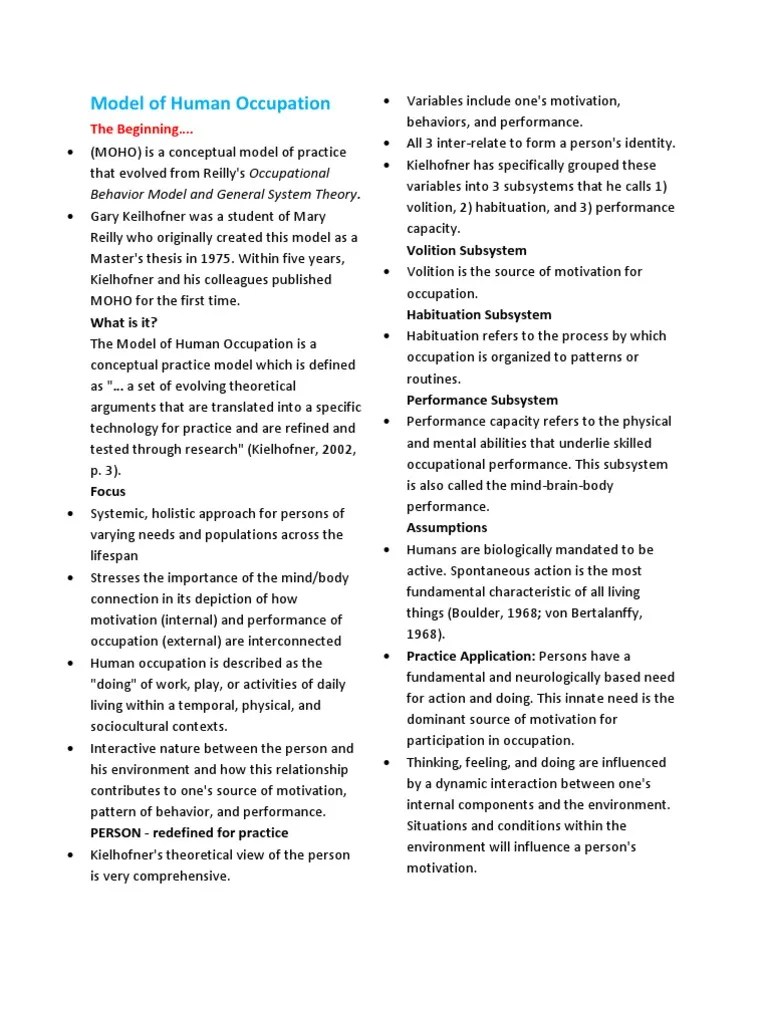 Model of Human Occupation