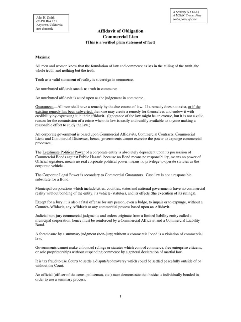 Sample Commercial Lien Lien Corporations