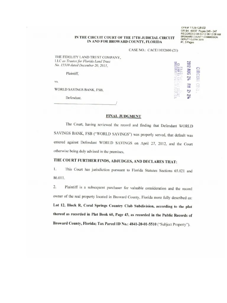 Final Judgment Quiet Title