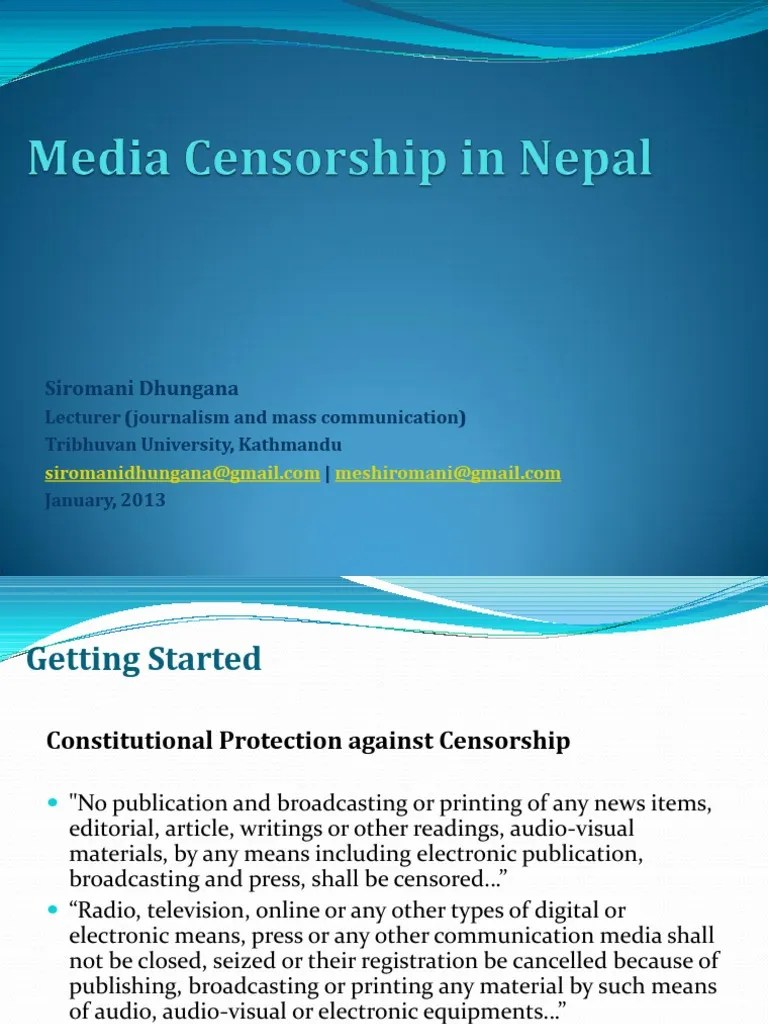 Media Censorship in Nepal Download Free PDF Censorship Prior Restraint