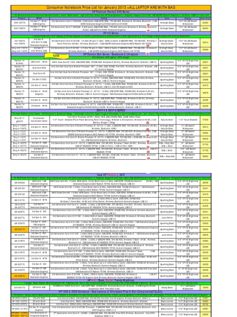 Laptop Price List 64 Bit Computing Computer Hardware