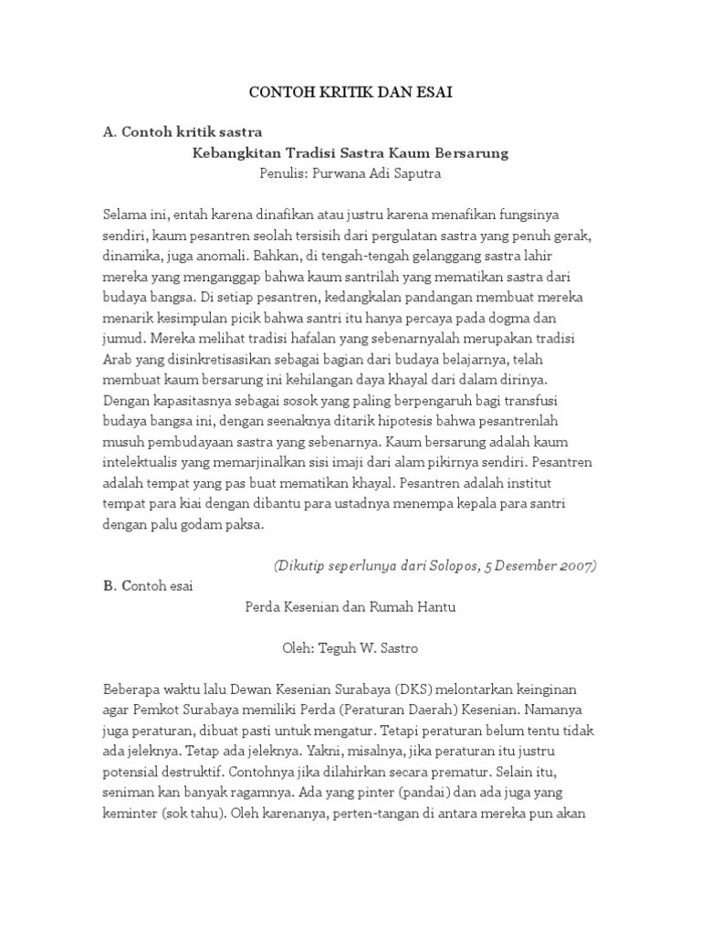 Contoh Kritik Dan Esai | PDF