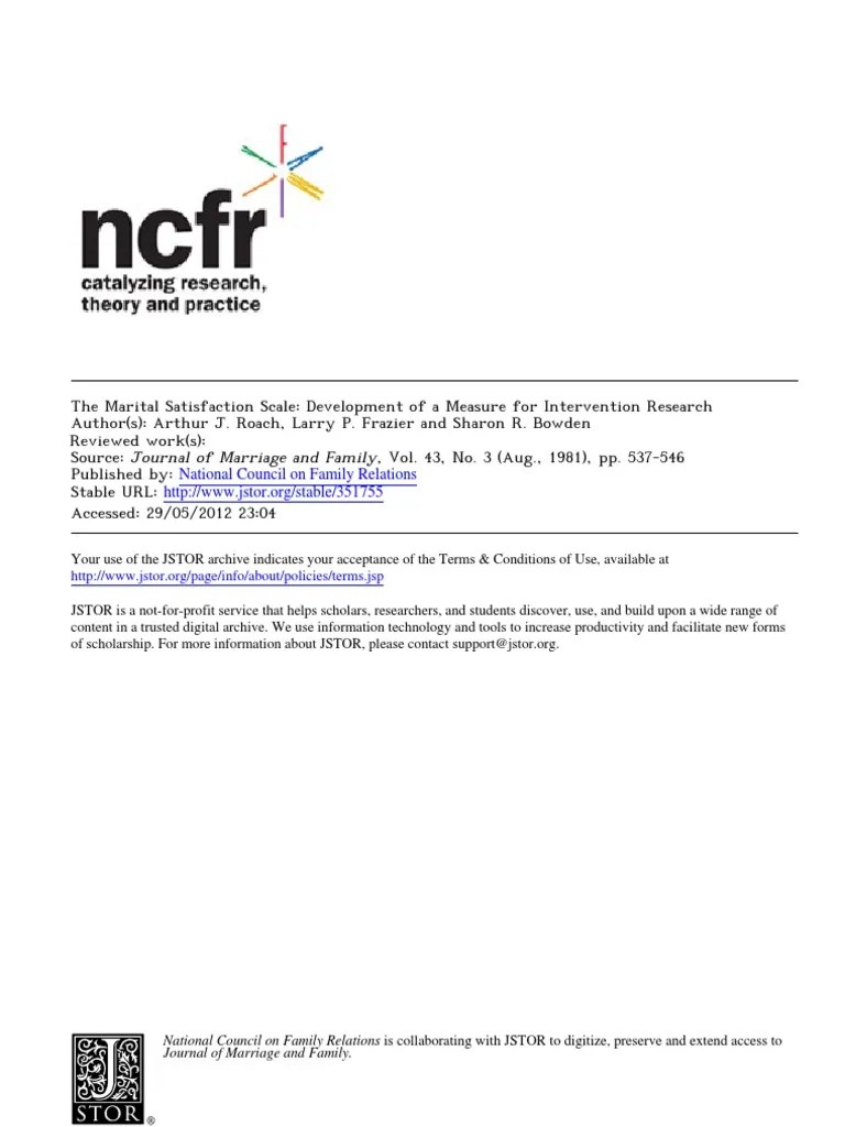 The Marital Satisfaction Scale PDF Attitude (Psychology) Factor