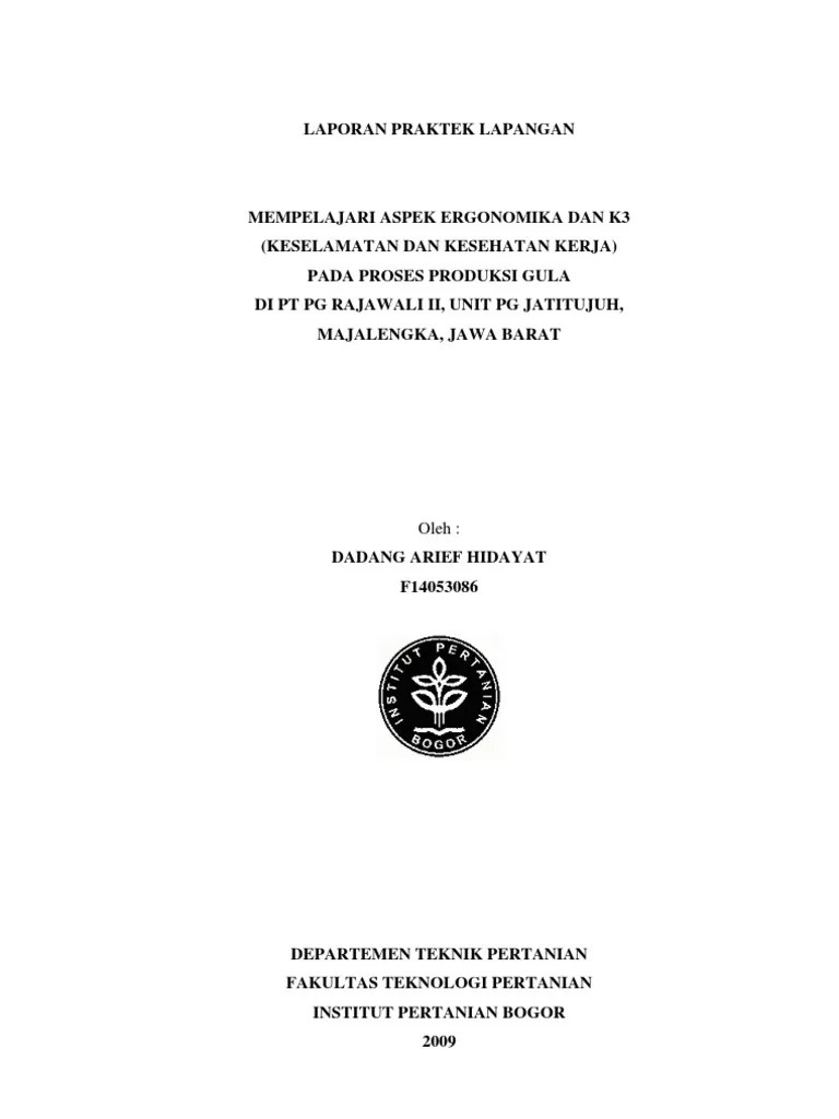 Aspek Ergonomika & K3 Pada Proses Produksi Gula Pg Jatitujuh | Pdf