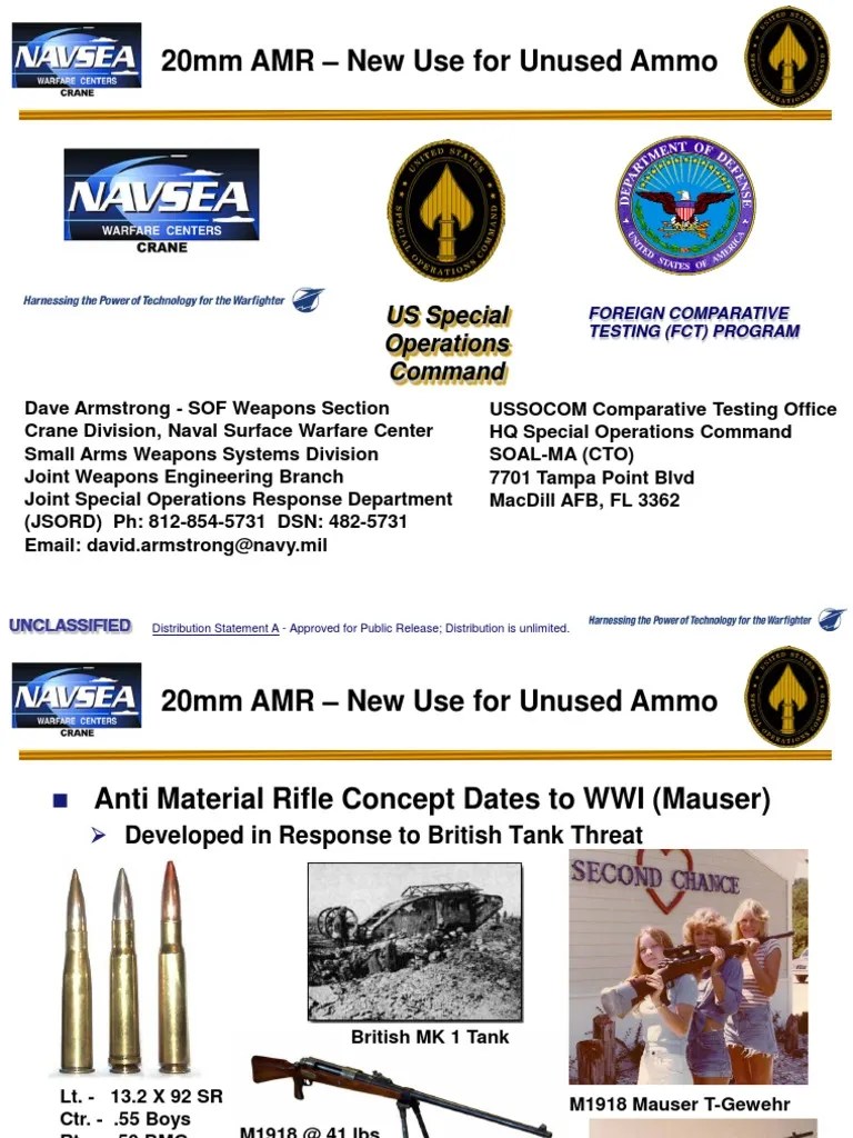 20mm AMR New Use For Unused Ammo PDF Ammunition Military Technology