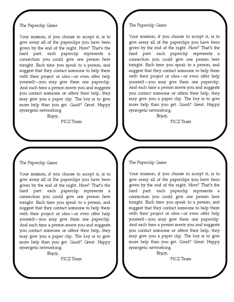 Paperclip Game Instructions