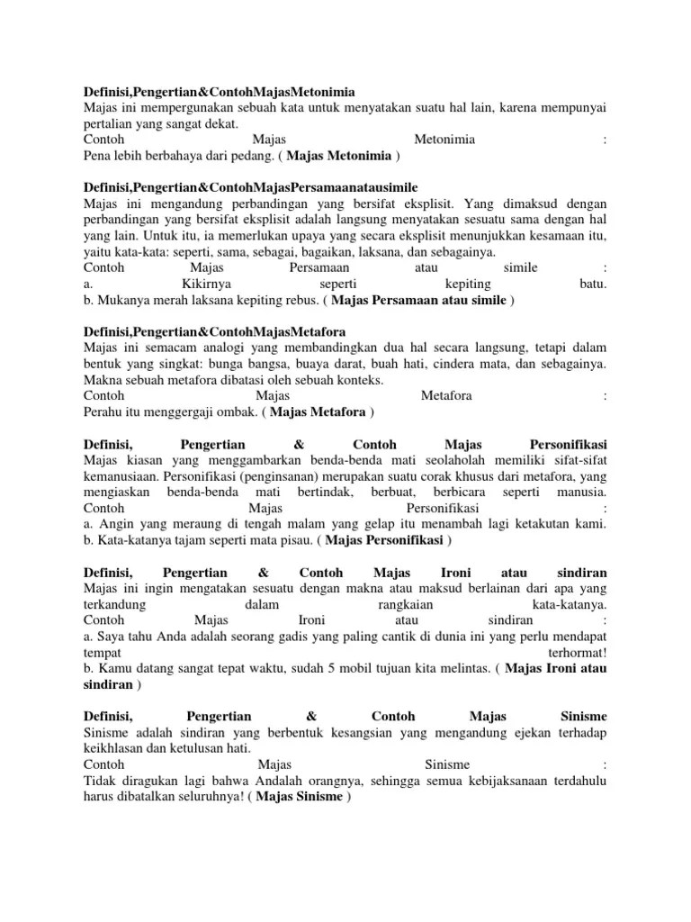 Contoh Kalimat Kalimat Majas | PDF