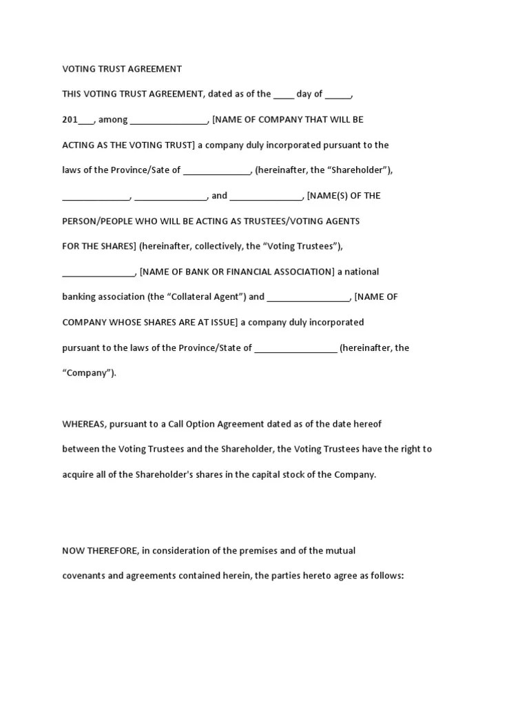 voting trust agreement