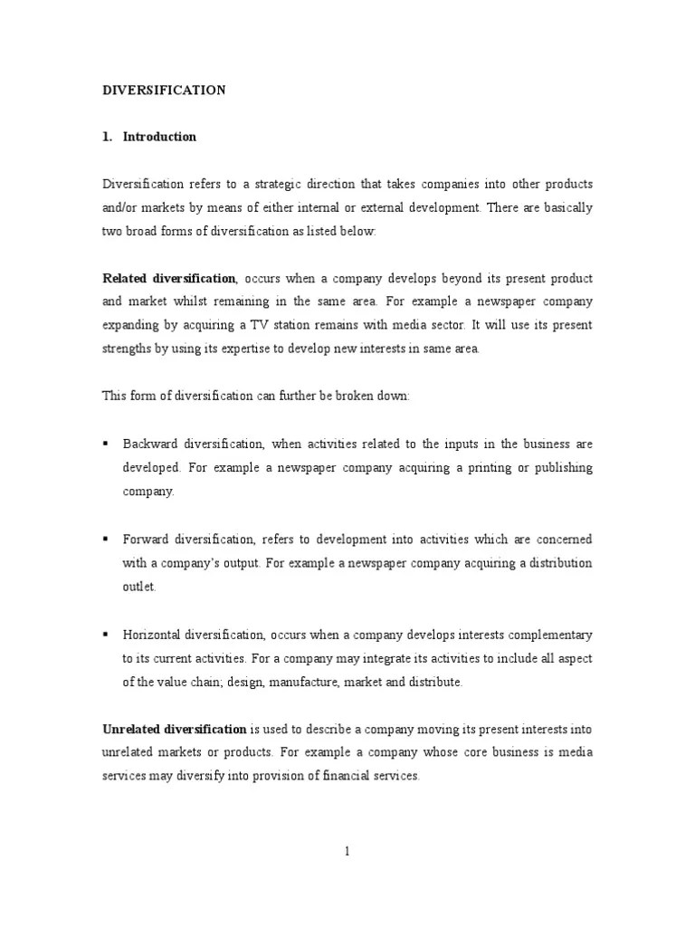 Advantages and Disadvantages of Diversification Diversification