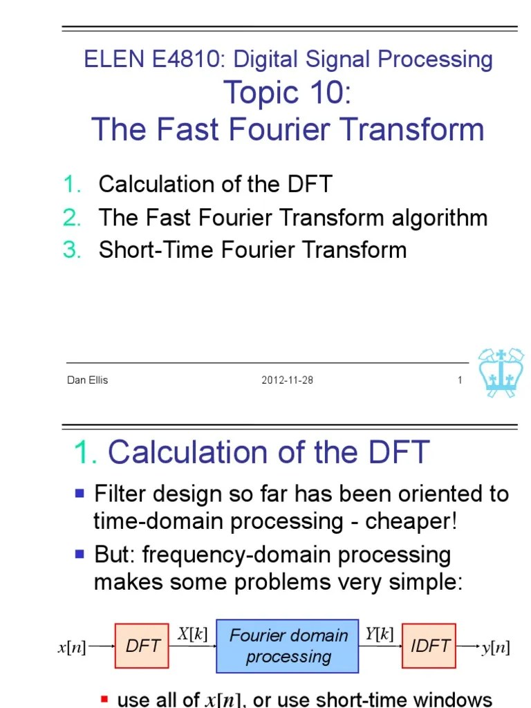 Short Time Fourier Transform Discrete Fourier Transform Fast