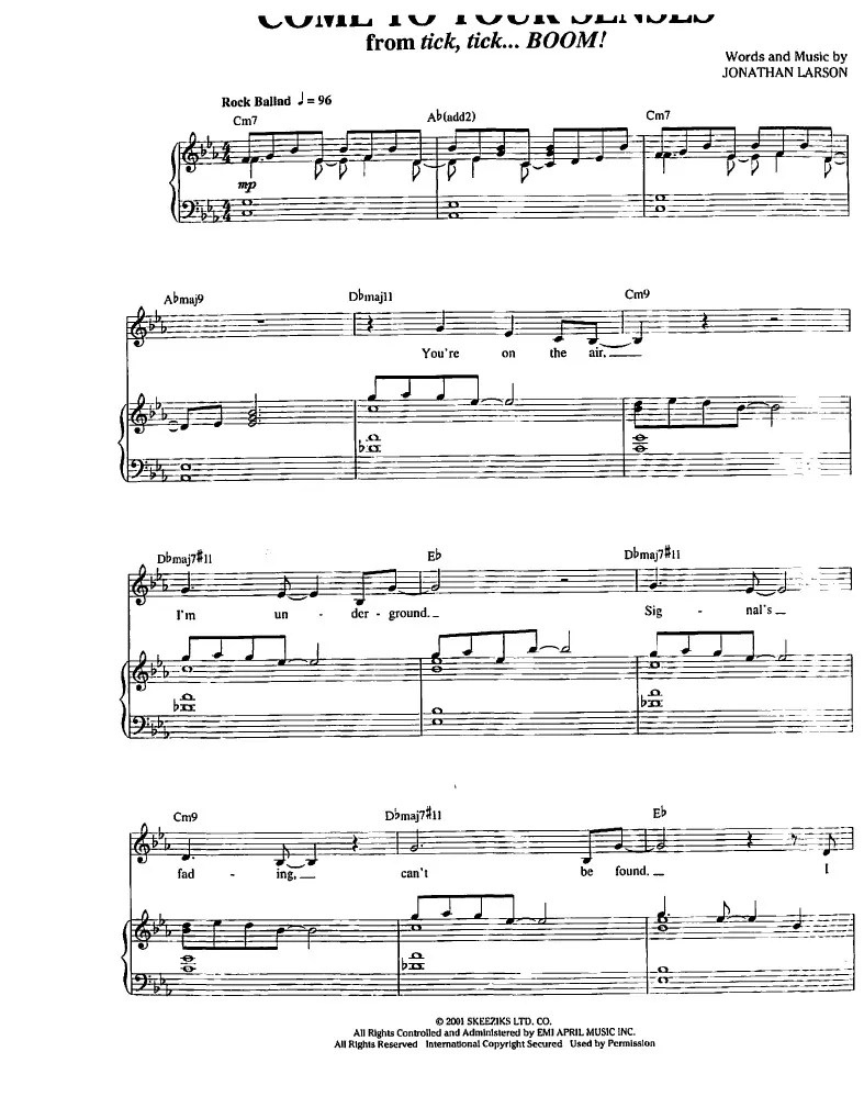 Come To Your Senses From Tick... Tick... Boom! PDF