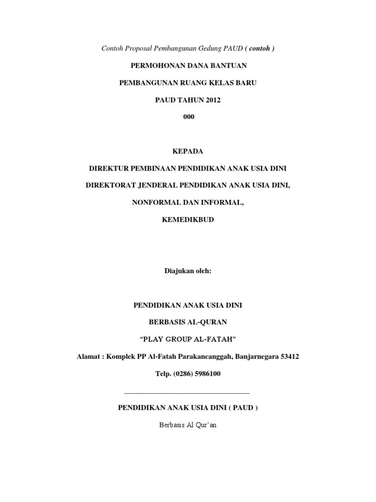 Contoh Proposal Pembangunan Gedung PAUD