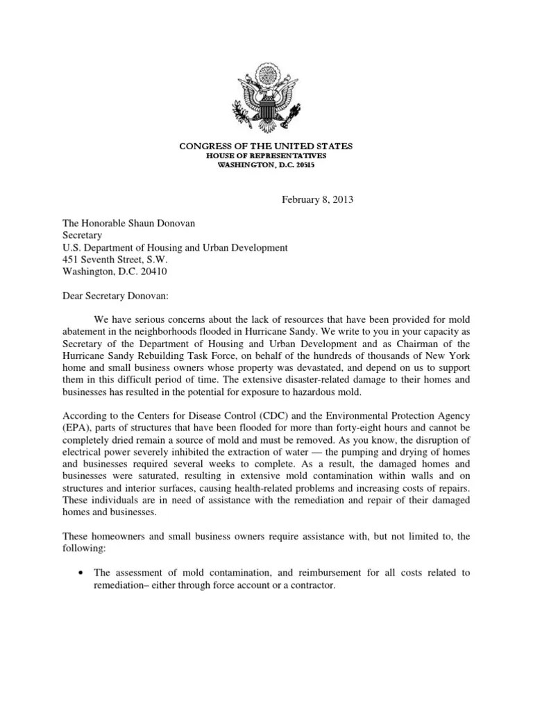 HUD Mold Remediation Letter 2 8 13 Environmental Remediation Drywall