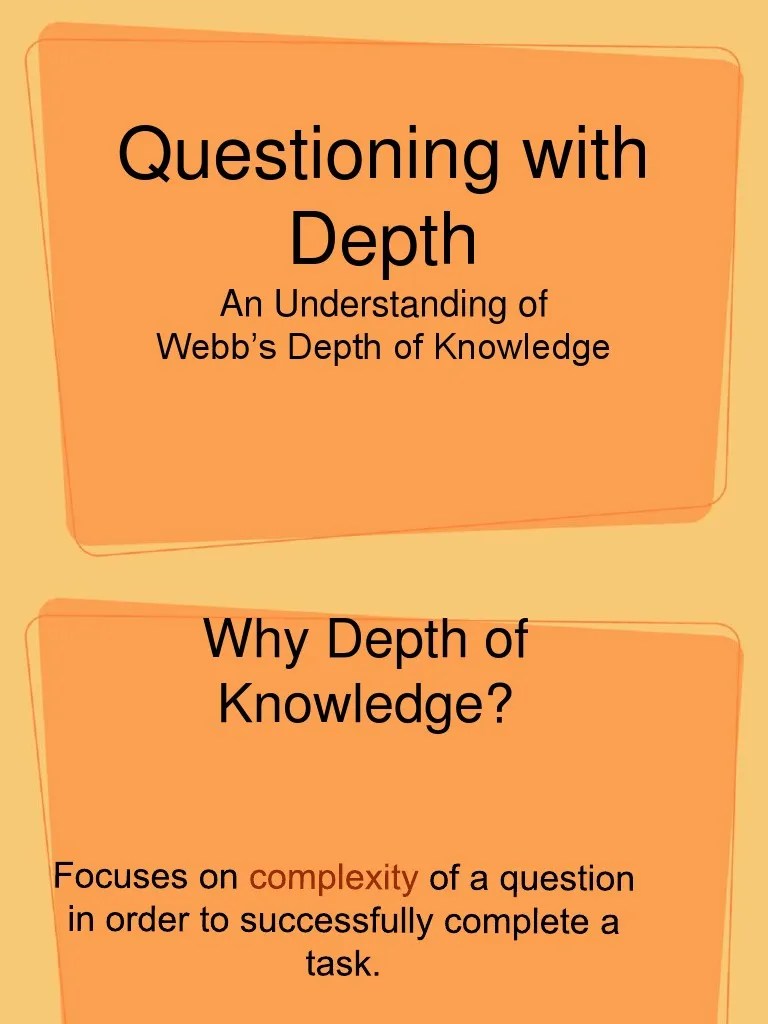 Depth of Knowledge PDF Thought Question