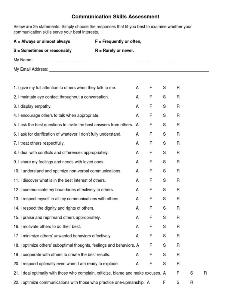 Communication Skills Assessment Quiz