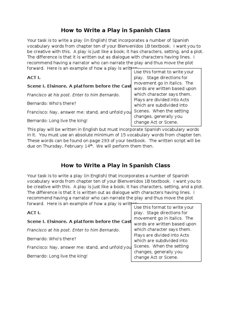 How to Write a Play in Spanish Class English Language Creative Works