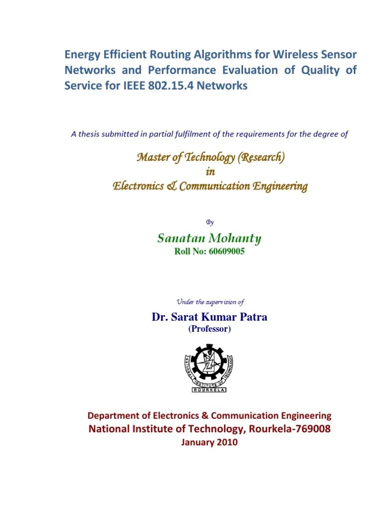 Mtech Thesis PDF Wireless Sensor Network Routing