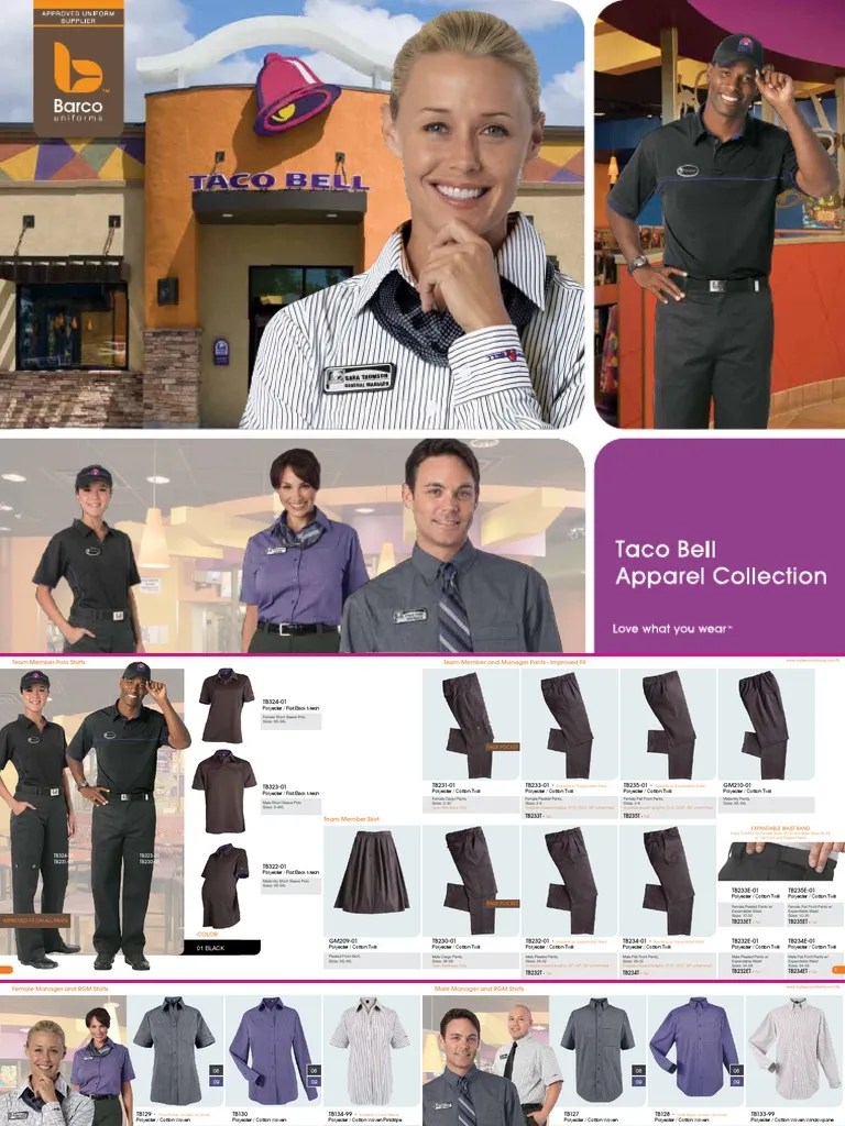 Taco Bell Uniform Catalog Shirt Seam (Sewing)