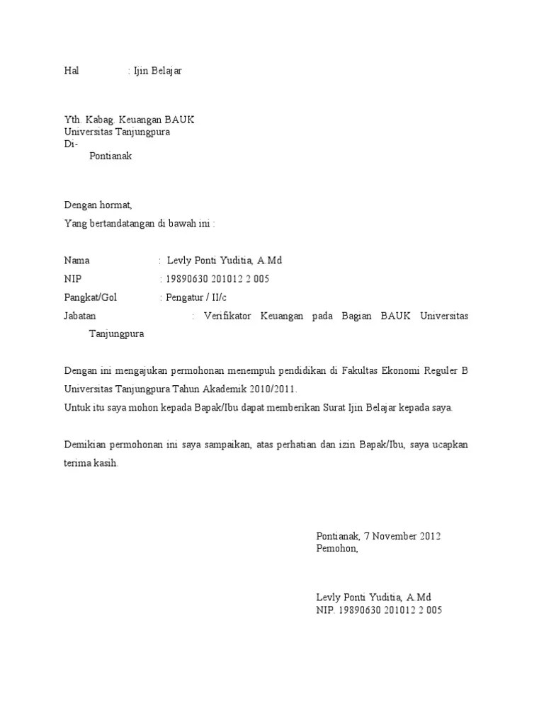 17 Contoh Surat Izin Kuliah Sambil Kerja