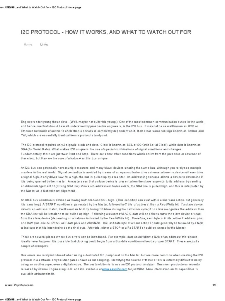 I2C Protocol How It Works, And What to Watch Out for I2C Protocol