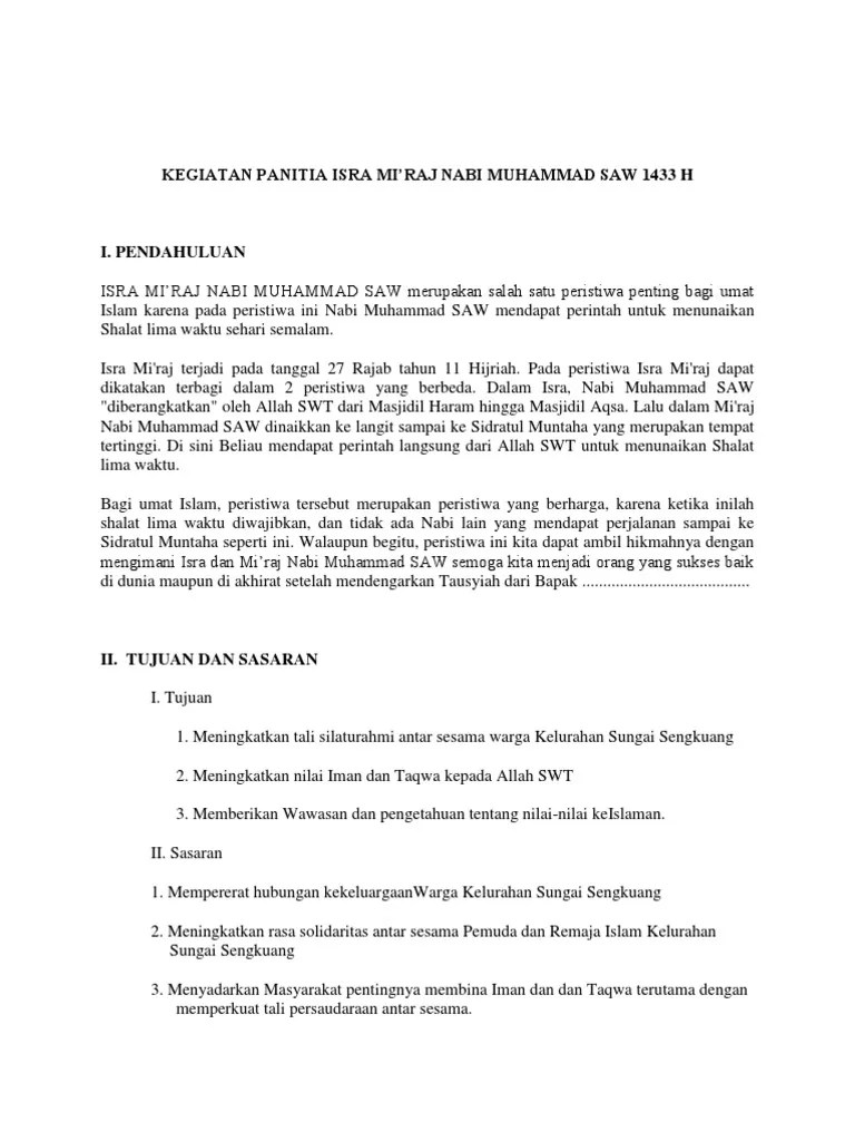 Contoh Kata Sambutan Singkat Ketua Panitia Isra Miraj