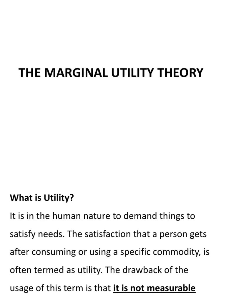 Marginal Utility PDF Utility Economic Theories