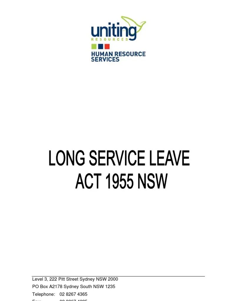 Long Service Leave Act 1955 NSW Employment Workforce