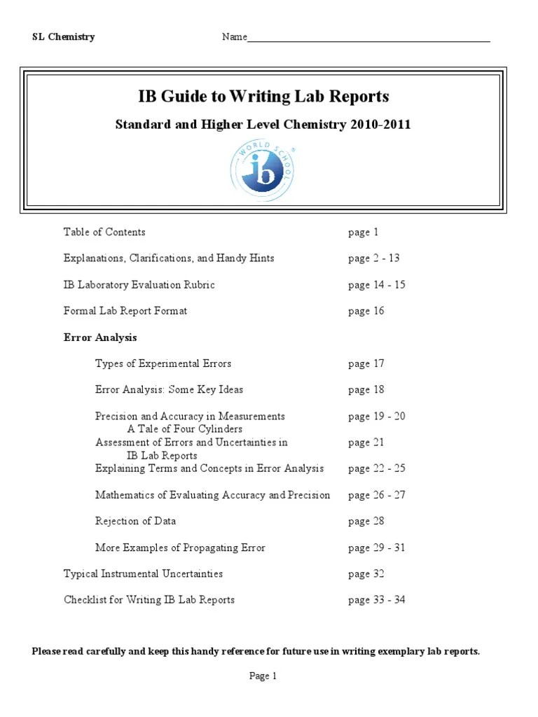 An Extensive IB Lab Report Guide Observational Error Uncertainty