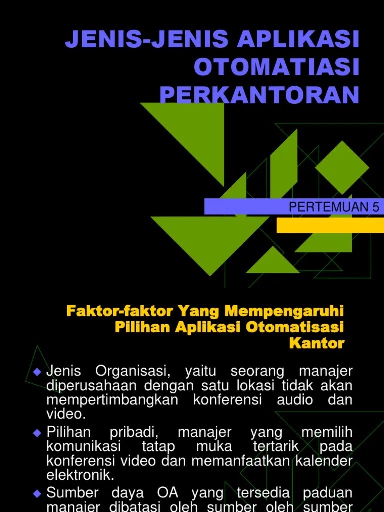 Jenis Jenis Aplikasi Otomatiasi Perkantoran | PDF