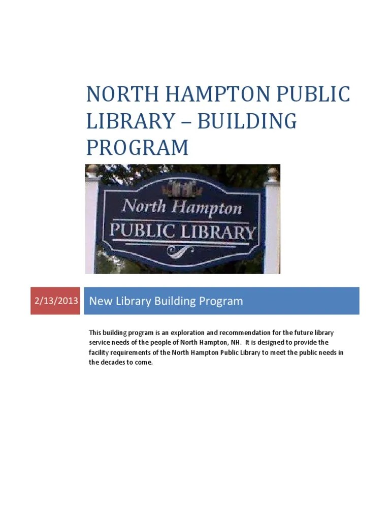 North Hampton Public Library Building Program PDF Public Library