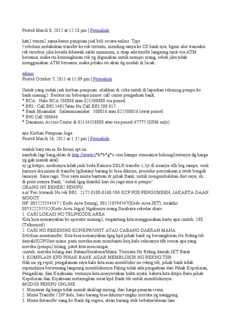 Cara Melaporkan Penipuan Online Ke Bank Bni Seputar Laporan