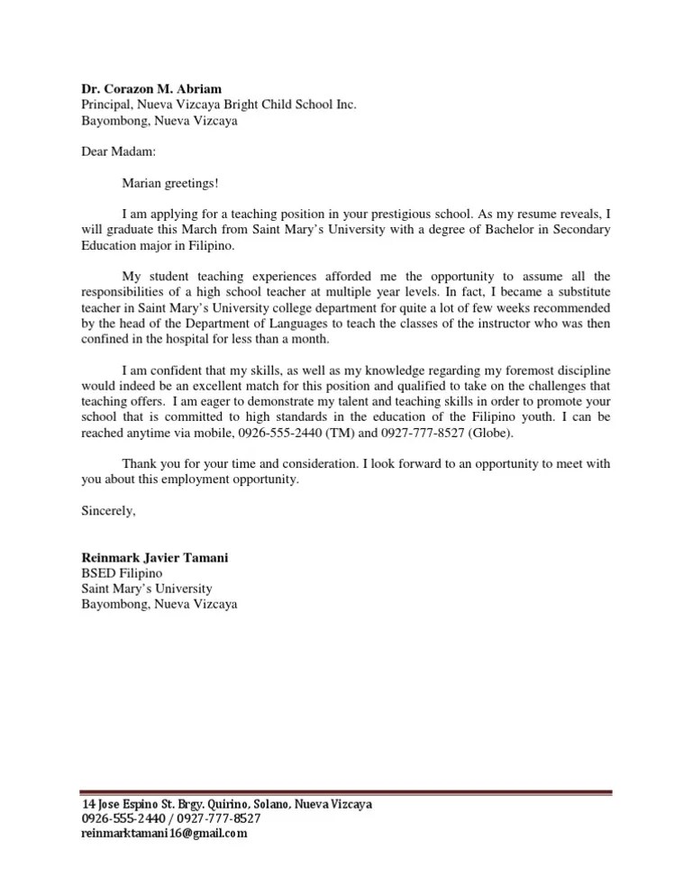 teacher application letter.pdf Educational Stages Teachers