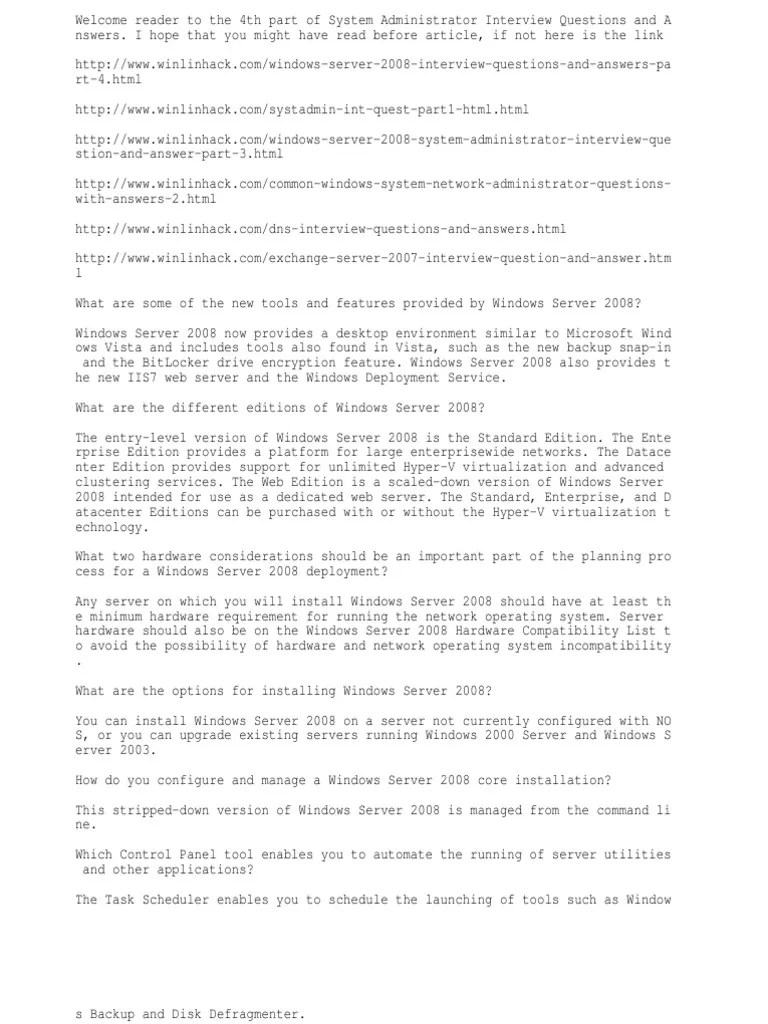 94640895 System Administrator Interview Questions and Answers Active