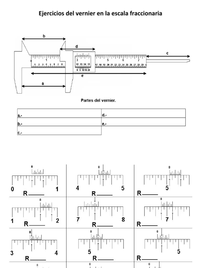Ejercicios Del Vernier en Pulgadas